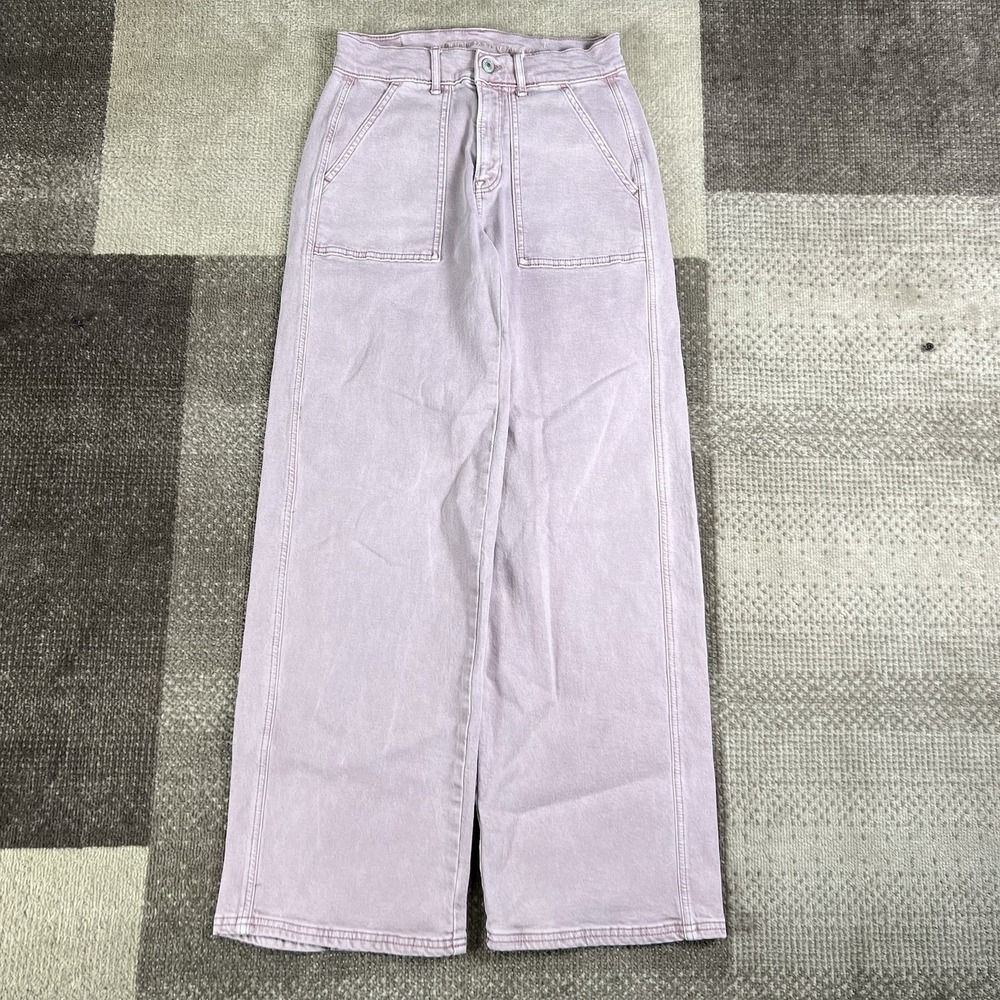 American Eagle Stretch Skater Jeans Wide Leg Mauve Pink Size 2